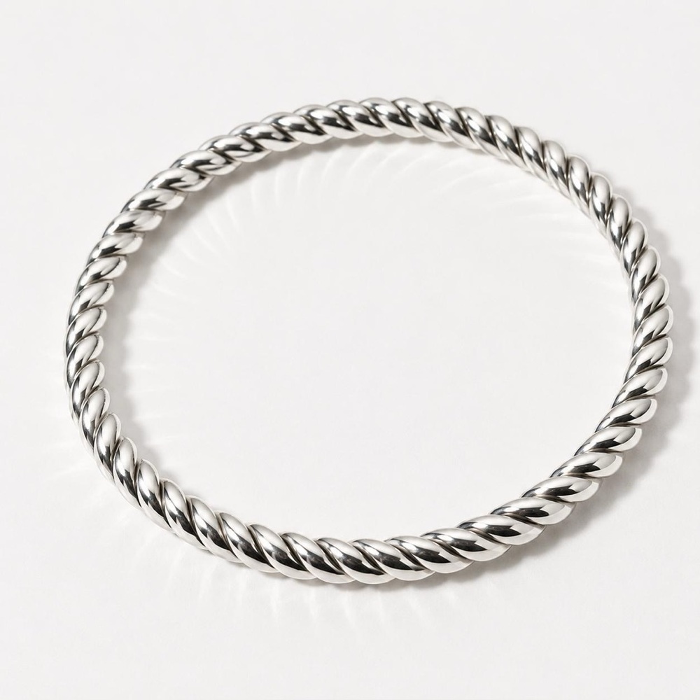 Vintage 925 Sterling Silver Twisted Rope Bangle 11.8g Size 6.5/7.25”